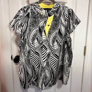 MYNT 1792 Black and White Geometric Button Down Shirt - 3X
